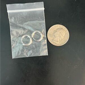 New Silver Hoop Earrings thick chunky hoop small earrings men or women teen